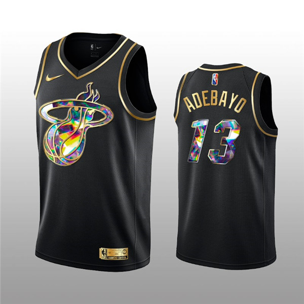 Men's Miami Heat #13 Bam Adebayo 2021/22 Black Golden Edition 75th Anniversary Diamond Logo Stitched Basketball Jersey Men's Miami Heat #13 Bam Adebayo 2021/22 Black Golden Edition 75th Anniversary Diamond Logo Stitched Basketball Jersey